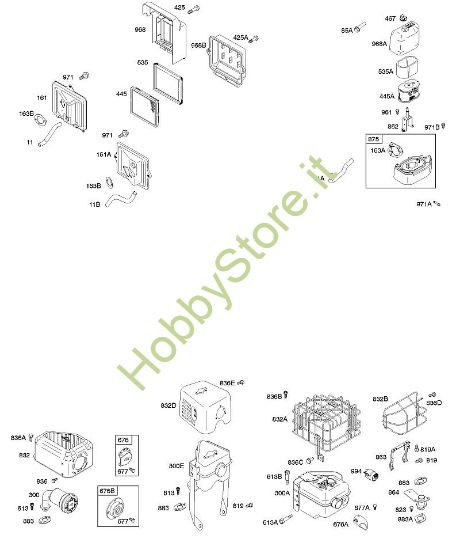 A - Depuratore aria, elementi di comando, sistema di scarico B&S - 12 €¦ 126392-0274-E1 brand Stihl